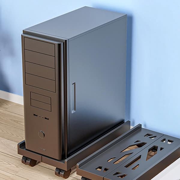 CPU-stativ med hjul, rullende mobil computertårn-vogn, universel holder til under gaming-skrivebord, sort kontor-arbejdsstation