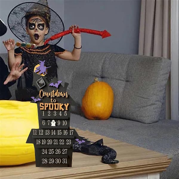 Witch Castle Shaped Ornaments with DIY Moving Ghost - Halloween Decorations for Home Office (31 Days)