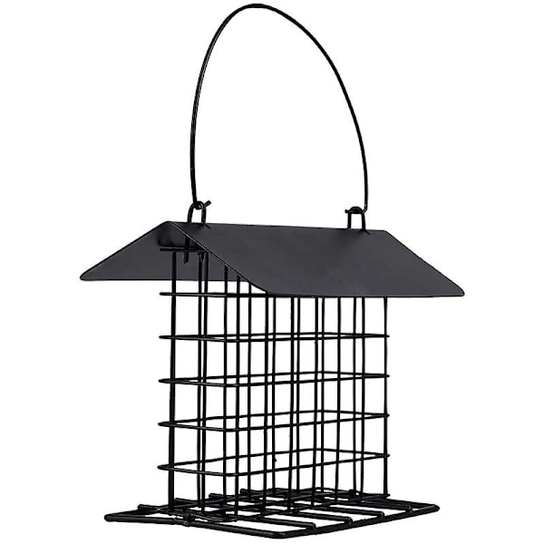 Bird Feeder Outdoor, Black Small Hanging Metal, Rainproof Squirrel Proof, Single Suet Cake