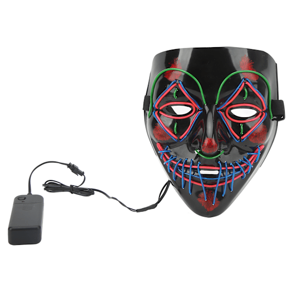 Holiday Cosplay EL Lines Maske Lysende Skræmmende Kranie Glødende Klovnemaske med Pink Stjerneøjne til Prom