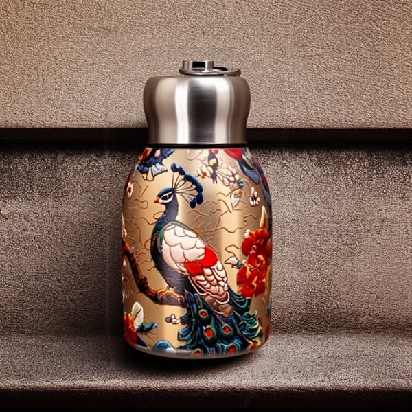 304 rustfritt stål vakuumisolert vannflaske 300ml dyreprint rund Carp