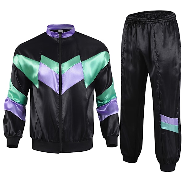 90-luvun hip hop -paripuvut asut, retro-verryttelypuku, 80-luvun puvut Halloween-juhlapuku musta Black M