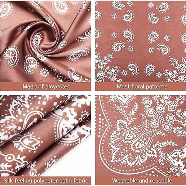 3 st Satinhuvuddukar, sidenbandanas för kvinnor och flickor-FS-