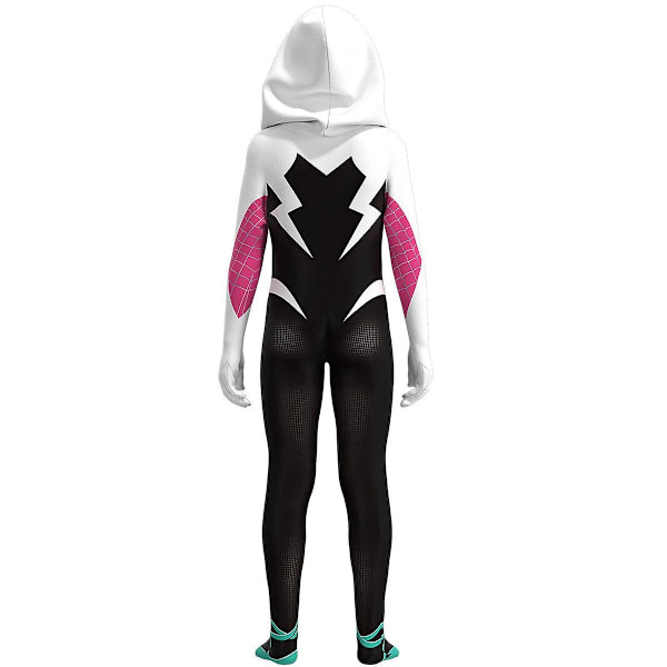 Ghost Spider-Gwen Kostym Cosplay Dräkt Fest Jumpsuit Monterade Barnkläder Spiderman Ansiktsmålning 190cm - Perfekt 150cm