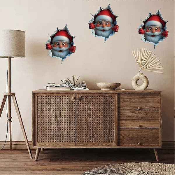 3D Jultomte Väggdekaler Jul Väggdekaler, Jultomten Ger Gåva-FS-