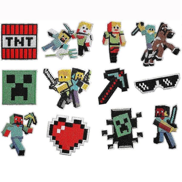 Minecraft Stryge-På Broderede Mærker, 16-pak til DIY Tøj & Tilbehør