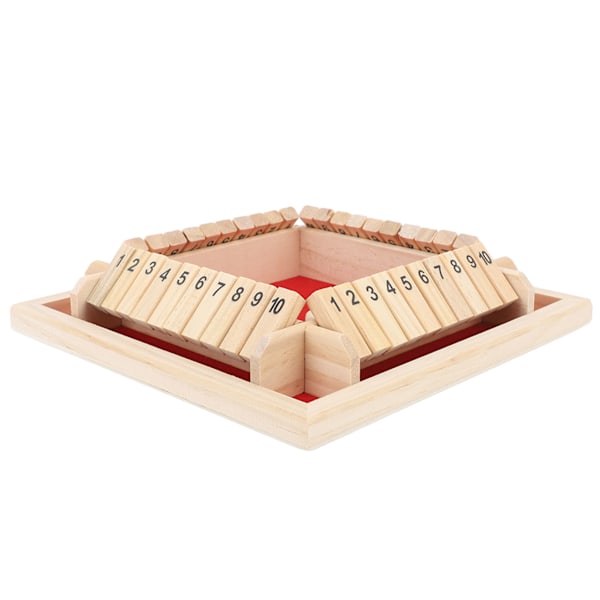 4-sidigt Shut The Box Tärningsspel Träbräde Bordsspel Tärningsspel Nummer Matematik Lärleksak för Vuxna Barn Röd Flanell