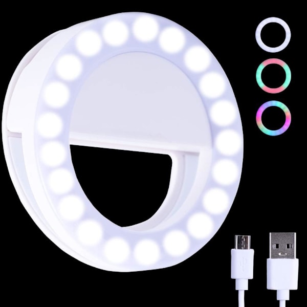 RGB LED Udfyldningslys Selfie Ring Clip, Justerbar Lysstyrke mere