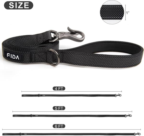 1,8 m Heavy Duty Dog Leash with 2 Comfortable Padded Handles, Traffic Handle & Reflective Leash Line for Large, Medium & S Black1.8 m Black6FT