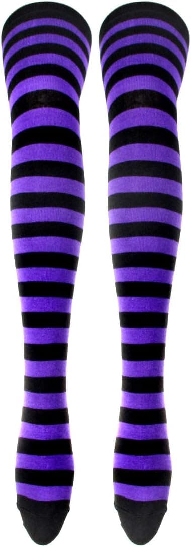 Pitkät neulotut käsineet polvikorkeat raidalliset sukat leggingsit asustetarvikkeet 2 kpl, musta ja violetti, One Size harmaa-FF- gray