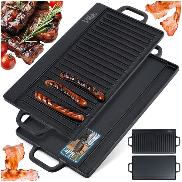 Støbejern dobbelt-sidet grillplade CAST LINE 50,5x23,5 cm-FS- 191