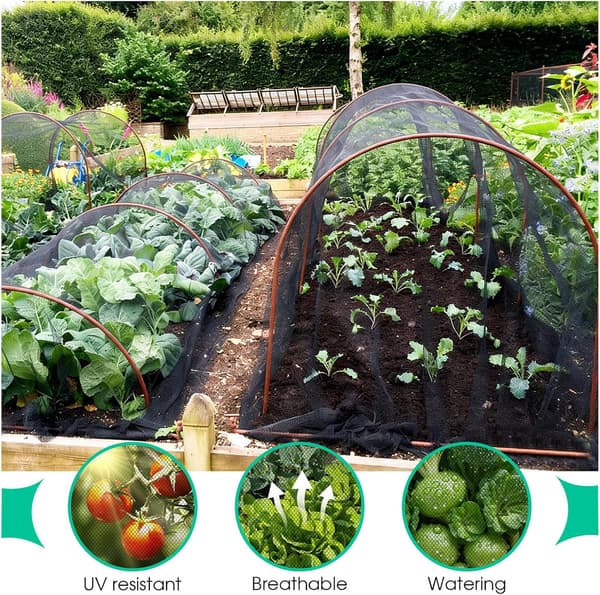 2.4m x 10m Mosquito Net, Fine Insect Net for Garden, Vegetables, DIY Projects, with Fasteners, Measuring Tape and Scissors for Patio, Balcony-FS-