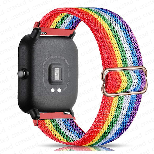 20mm/22mm Armband för Amazfit Gts 4//2/2e/3/gts2 Mini/gtr 4/3/pro/gtr2/47mm/stratos Nylon Elastiskt Klockarmband Amazfit Bip Rem rainbow-FS1- rainbow 22mm