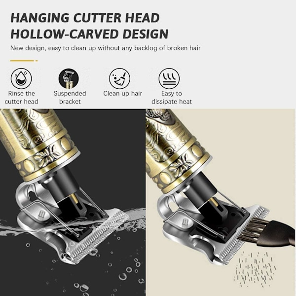 Elektrisk Hårtrimmer T9 Hårklippning Raktrimmer Hårklippning gold 164