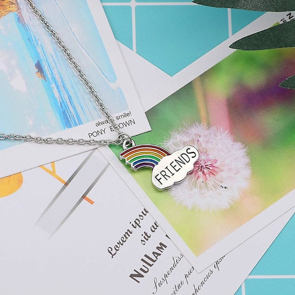 Bästa vänner halsband regnbåge vänskapshalsband 2 moln skarvhalsband dammode smyckeshalsband-FS2-