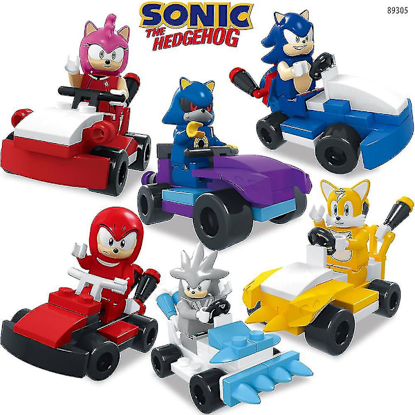 6 kpl Sonic Rakennuspalikat Mini Actionfiguurit Piirretty Kilpa-auto Peli Kootut Minifiguurit Lelut Lapset Pojat Tytöt Joululahja