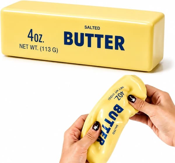 Knasande smör squishy ASMR pärlfylld realistisk mat stressboll