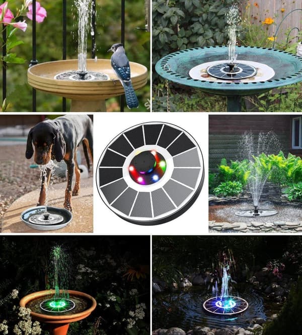 Soldrevet springvand 3.5W Glaspanel Springvand med Batteri & Beslag til Have/Dam/Terrasse