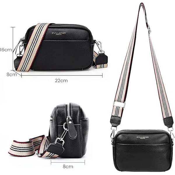 Crossbody-taske til kvinder, lille ægte lædertaske, hvid