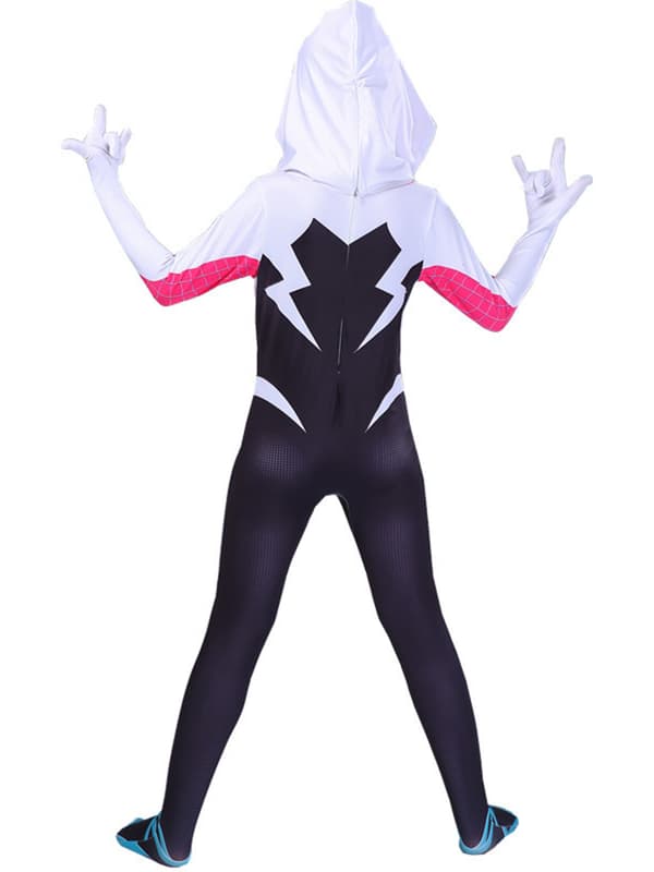 Halloween Ghost Spider Gwen med Maske Cosplay Klær Barn 110