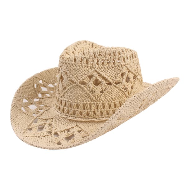 Stråcowboyhat, hul solhat med bred skygge, sort Black
