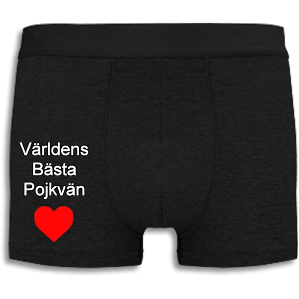 Boxershorts - Världens Bästa Pojkvän med rött hjärta Svart Black l