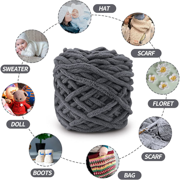 Stickgarn 4x Stickgarn för Virkning, Mjukt Chunky Garn för Garnprojekt-X44- dark gray