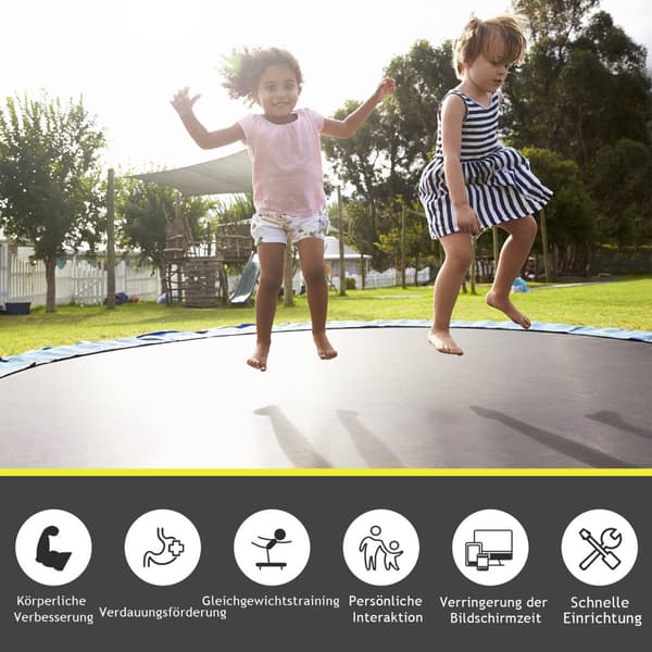 Trampolinmåtte, 366 cm ramme, sort, slidstærkt PP 4000