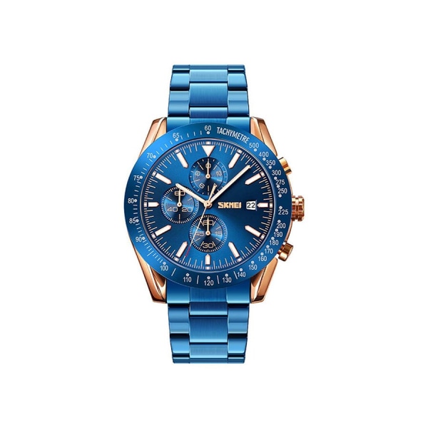 Lyxigt watch i rostfritt stål för män, Kronograf Date Quartz Armbandsur 3529RGBU