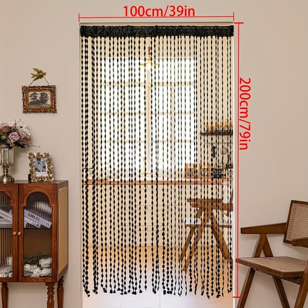 Boho Rod-Pocket Lantern Ball Gardin Dekorativ Dörrpartition Gardin Polyester Not provided Silvery Grey