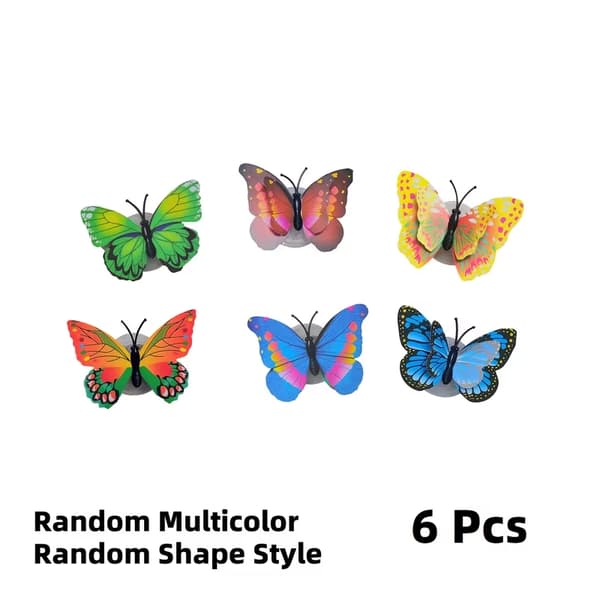 6 kpl LED 3D perhosyövalo seinätarra puutarhajuhliin ja kodin sisustukseen Random 6pcs