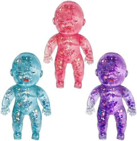 Glitterdukke Squishies Stressbold, Squishy Babies Sensorisk Fidget til Stresslindring, Blød Sød Klem, Bærbar Skrivebordsdekoration og Afslappende Gave