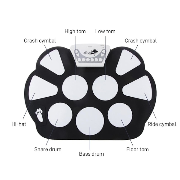 Portable Electric Drum Set Black Svart