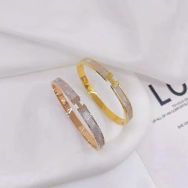 Stilfuldt armbånd i titaniumstål med bogstavet H - Let luksuriøst skalarmbåndssmykke-FS2- Rose Gold