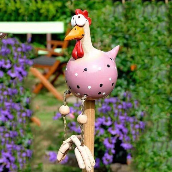 Harpikskyllingeskulptur, Sjov Kyllingedekoration, Havestik til Hjem Udendørs Gård Bondehus Terrassehave (pink)