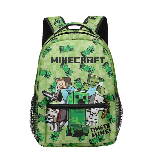 3D Minecraft Backpack for Primary and Secondary School Students, Lunch Bag, Double Pencil Case, Three-Piece Set Lunch Box Lunch Pack