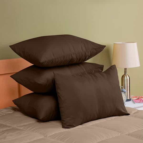 Pillowcase 4-pack - Standard size 50x75 cm - 100% brushed microfiber pillowcases with envelope closure - Wrinkle, fade and stain resistant pillowcases Brown