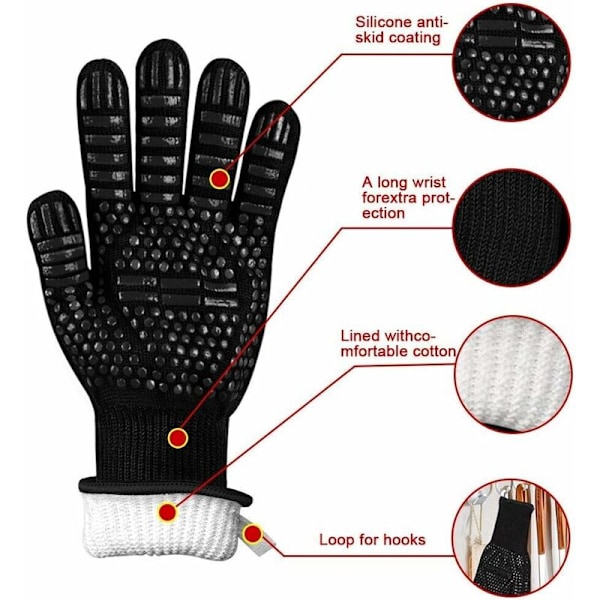BBQ-handsker 1 par, varmebestandige ovnhandsker op til 500°C Universal Cooking Gloves til grillning og ovn, par grillhandsker
