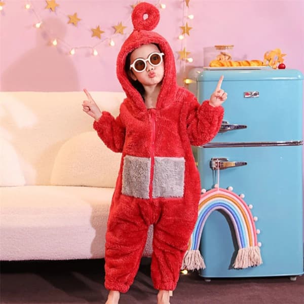 Teletubbies Kostyme Barn Jul Pyjamas Soveklær Jumpsuit rød