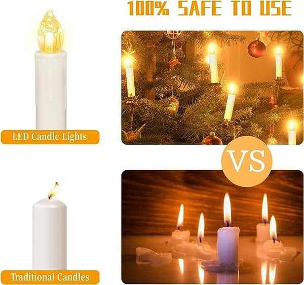 10 stk LED-lys LED-lys, trådløse, dimbare lysestaker, flammefrie julelys-FS-
