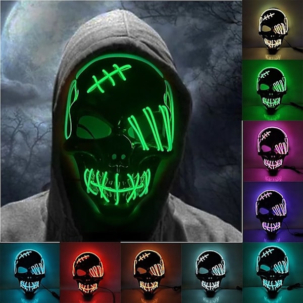 Halloween lysande mask LED Light Up Skelett Pirat Mask Halloween Mask för Festival Cosplay Halloween Prop Carnival Gåvor