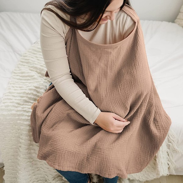 Ammingsbeskyttelse i bomull, personvern med halterneck, ammekluter, ammebeskyttelse -FS1- beige