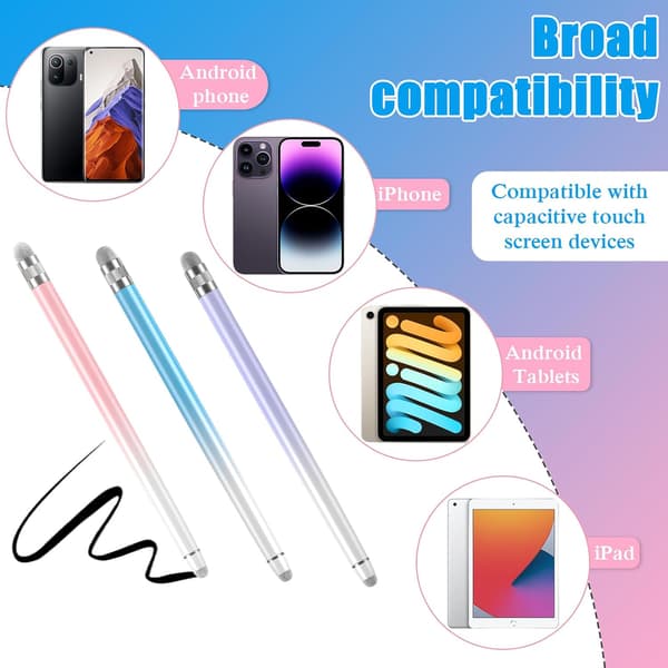 Stylus Pens for Touch Screens, Stylus Pen for iPhone/iPad/Tablet Android/Microsoft/Surface, Compatible with All (Purple/Pink/Blue)