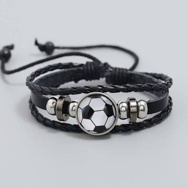 (Svart og hvitt) Justerbart fotballarmbånd i perler, P-design