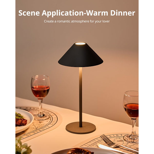 Rechargeable Wireless Table Lamp with Dimmable LED & Waterproof Design -FS- black