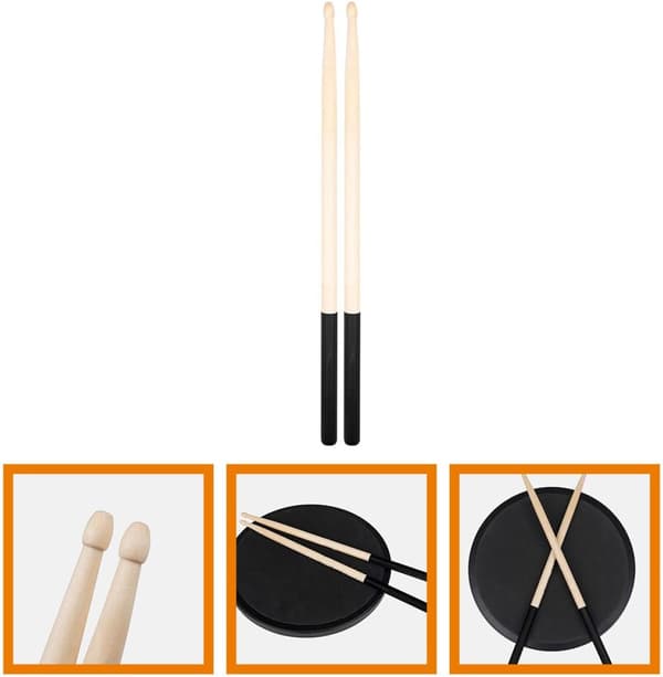 1 Pair Wooden Drumsticks Maple Drum Mallet Sturdy Good Strength Black Stylish Design