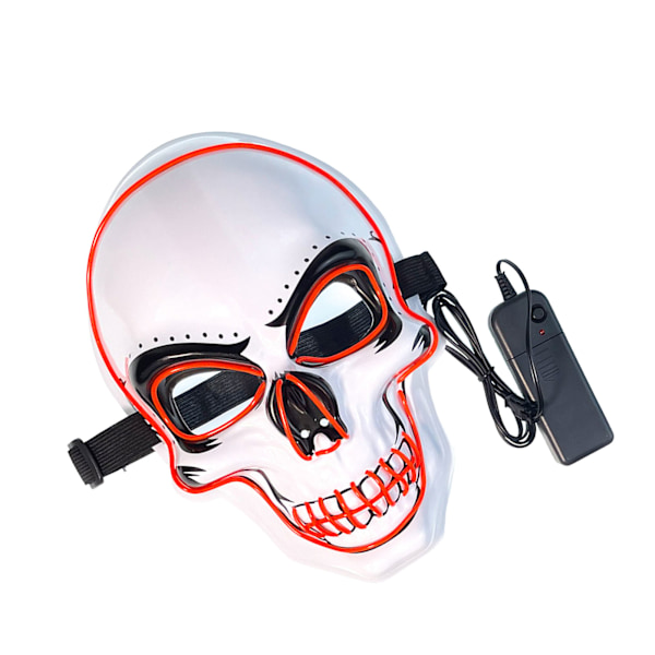 LED Ansigtscover 3 Lysindstillinger Glødende Skræmmende Kranie Ansigtsmaske til Halloween Cosplay Feriefest Rødt Lys