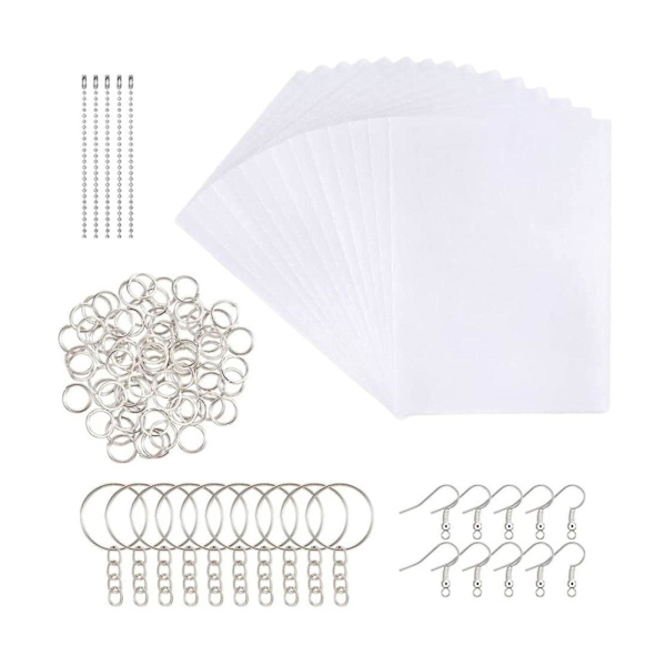 Shrink Plastic Sheets 20x Mixed Colors Embellishments with Keychains-FS-