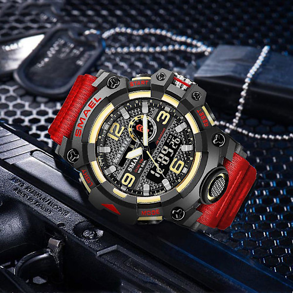 Smael Digital Herre Militær Ure Dual Time Vandtæt Luksus Top Ur Herre Sport LED Quartz Analog Armbåndsur Herre Purple