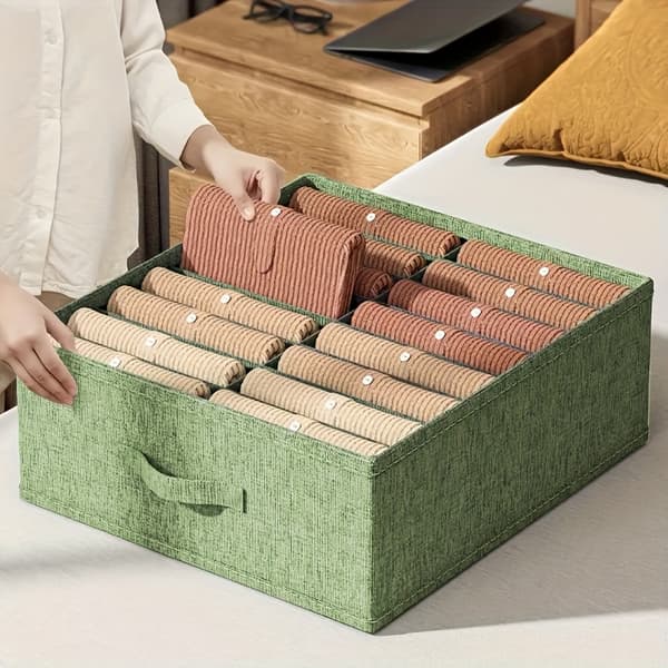 Sammenfoldelig stofskuffeorganisator med 24 rum til sokker og undertøj 24 Grids Coffee Brown